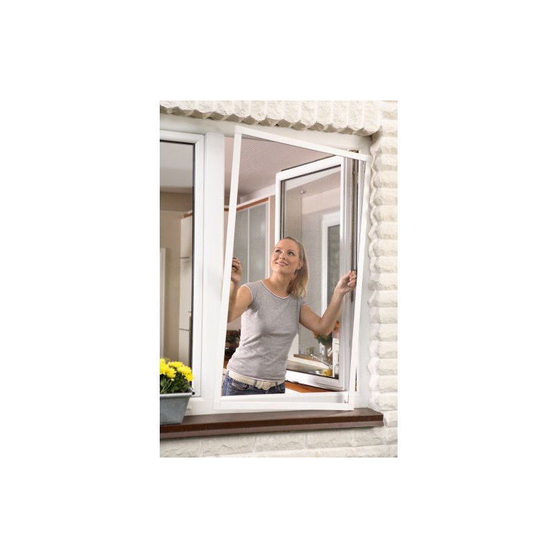 tesa moustiquaire navette fenêtre, tissage aluminium, gris, 1,0 m × 1,2 m